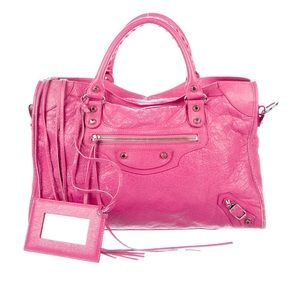 Pink Balenciaga Motocross Classic City bag